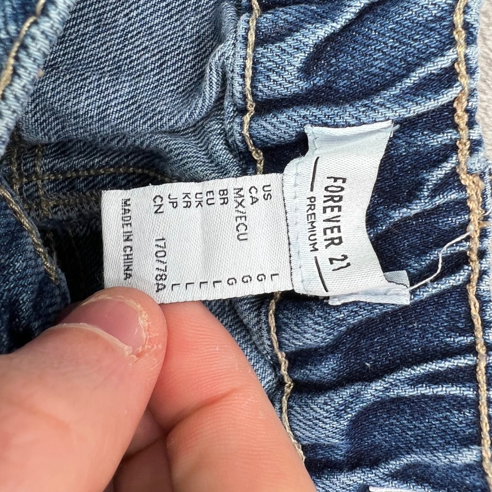 Forever 21 Jogger Jeans Womens Large Blue Medium Wash Cargo Utility Elastic Hem - Picture 10 of 12